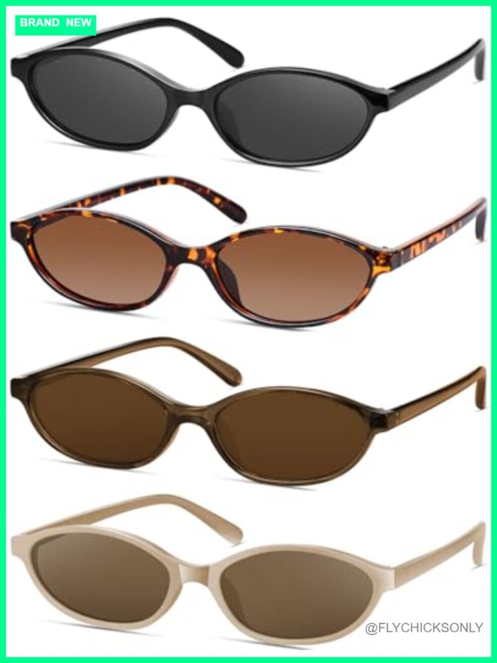 Retro Oval Cat Eye Sunglasses UV Protection Trendy Narrow Shades